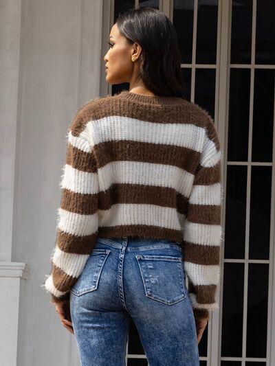 Comfy Confidence Button Up Striped Cardigan-MXSTUDIO.COM