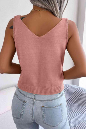 Comfy Fresh V-Neck Sleeveless Knit Tank Top-MXSTUDIO.COM