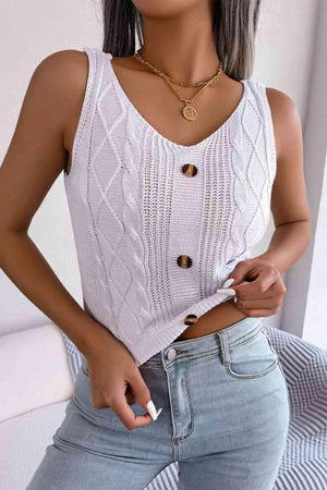 Comfy Fresh V-Neck Sleeveless Knit Tank Top-MXSTUDIO.COM