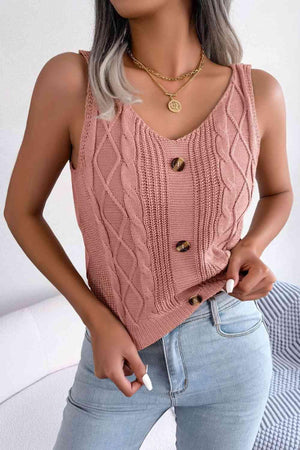 Comfy Fresh V-Neck Sleeveless Knit Tank Top-MXSTUDIO.COM