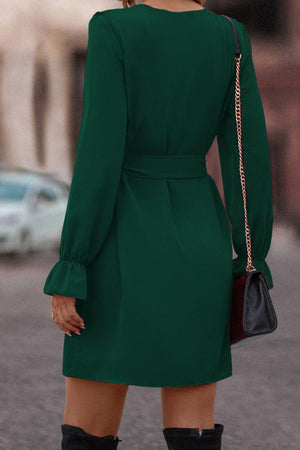 Commendable Ruffled V-Neck Dress - MXSTUDIO.COM