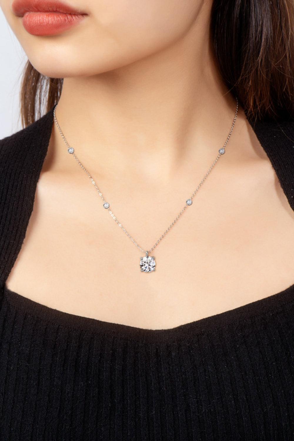 Compelling Zircon Accents 2 Carat Moissanite Necklace - MXSTUDIO.COM