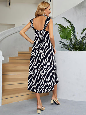 Confidently Fresh Sleeveless A-Line Two Tone Midi Dress - MXSTUDIO.COM