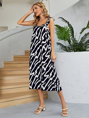 Confidently Fresh Sleeveless A-Line Two Tone Midi Dress - MXSTUDIO.COM