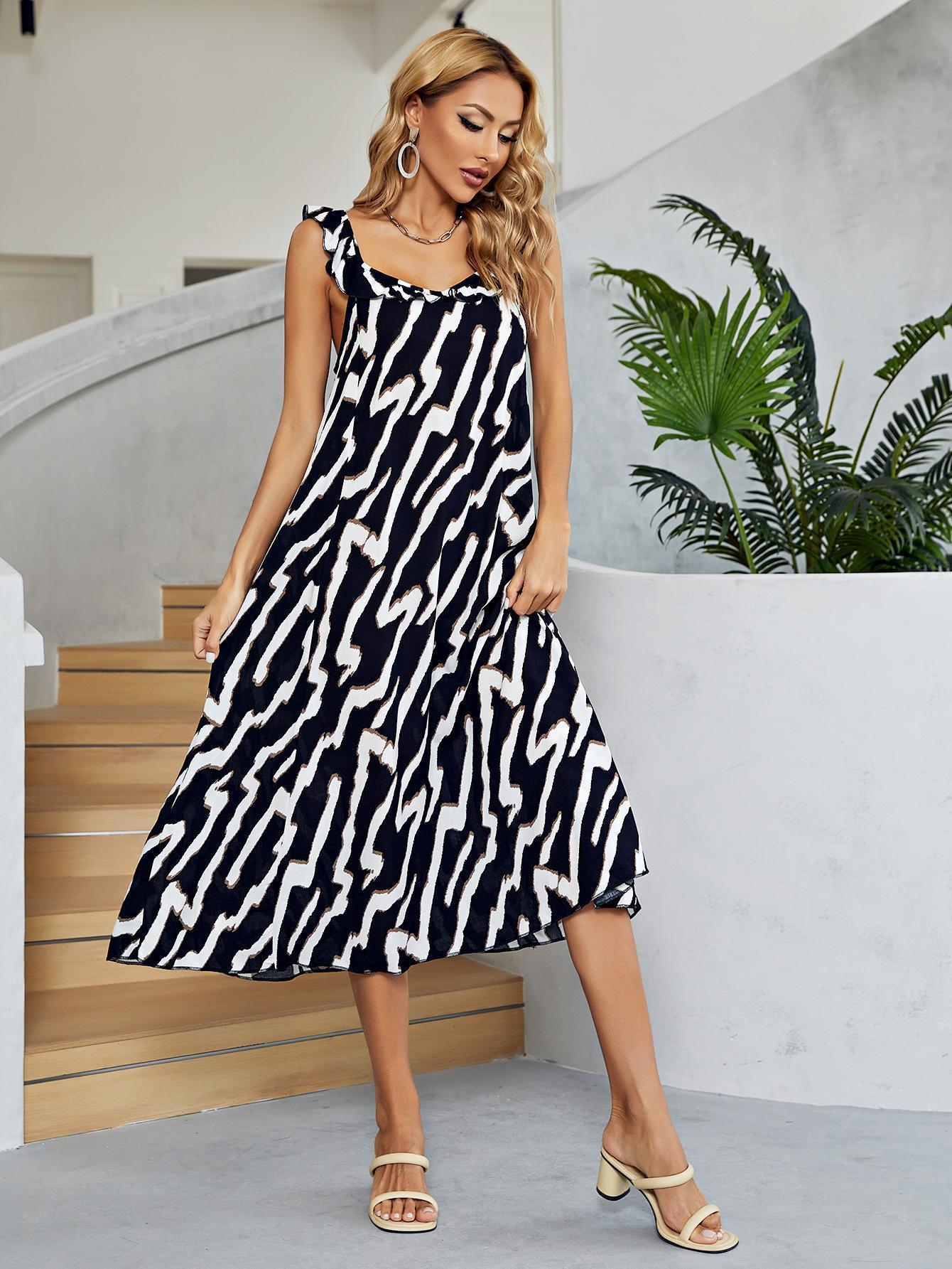 Confidently Fresh Sleeveless A-Line Two Tone Midi Dress - MXSTUDIO.COM