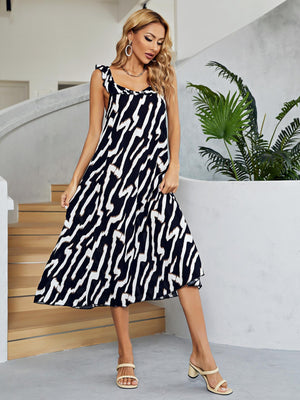 Confidently Fresh Sleeveless A-Line Two Tone Midi Dress - MXSTUDIO.COM