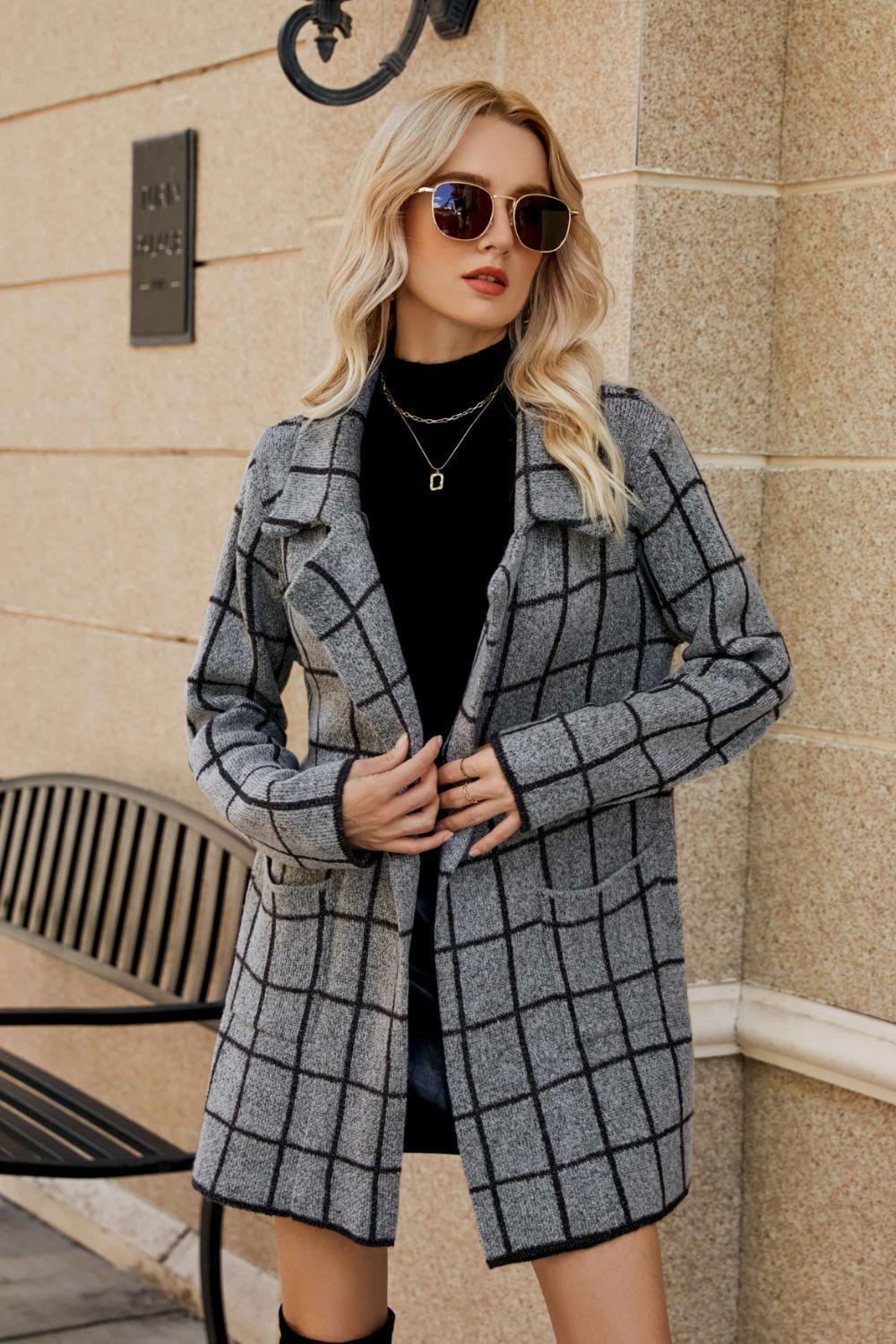 Confidently Unique Lapel Collar Printed Open Front Cardigan - MXSTUDIO.COM