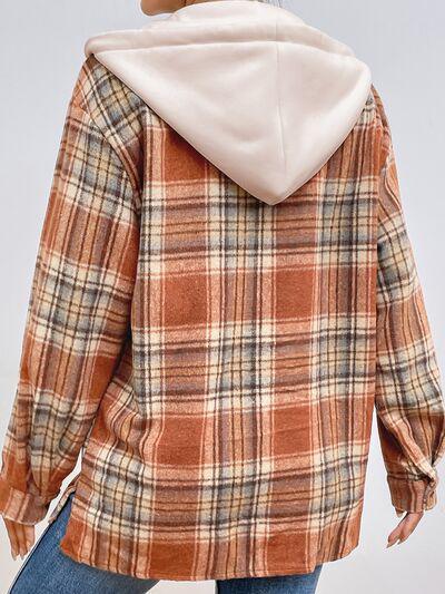 Consistently In Style Button Down Plaid Hooded Jacket-MXSTUDIO.COM
