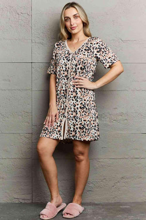 Convenient Button Down Leopard Print Nightie - MXSTUDIO.COM
