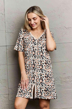 Convenient Button Down Leopard Print Nightie - MXSTUDIO.COM