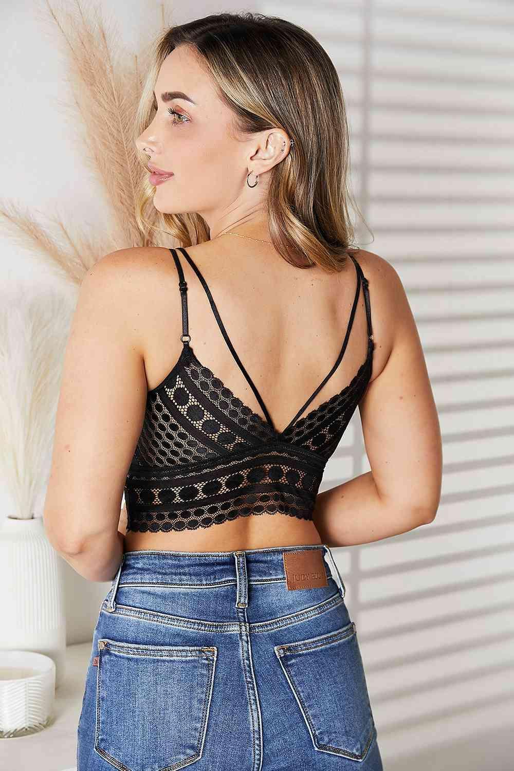 Cool And Fresh Double Strap Black Lace Bralette - MXSTUDIO.COM