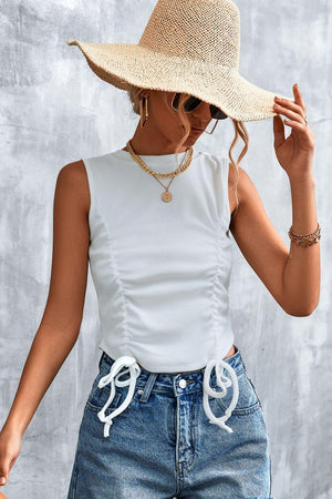 Cool Chick White Drawstring Tank Top - MXSTUDIO.COM