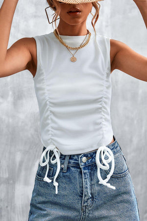 Cool Chick White Drawstring Tank Top - MXSTUDIO.COM