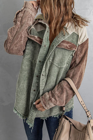 Cool Hooded Shacket with Frayed Hem - MXSTUDIO.COM