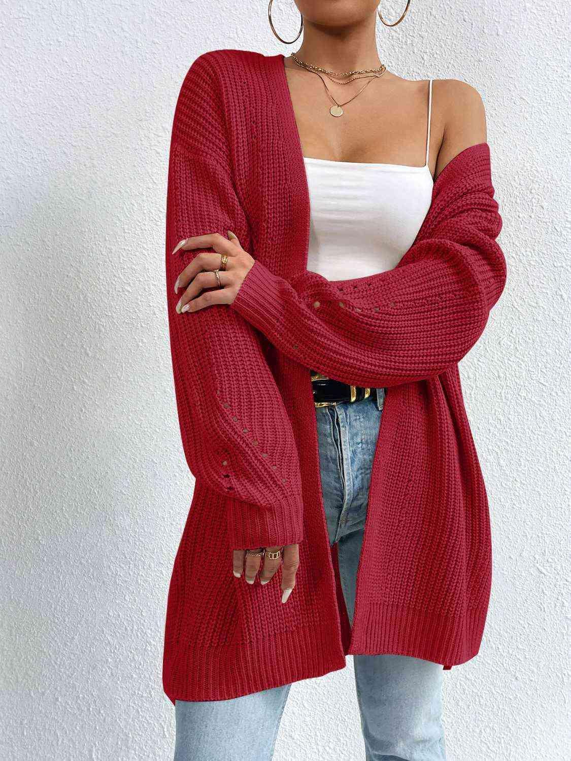Cozy Appeal Open Front Knit Long Cardigan-MXSTUDIO.COM