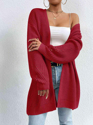 Cozy Appeal Open Front Knit Long Cardigan-MXSTUDIO.COM