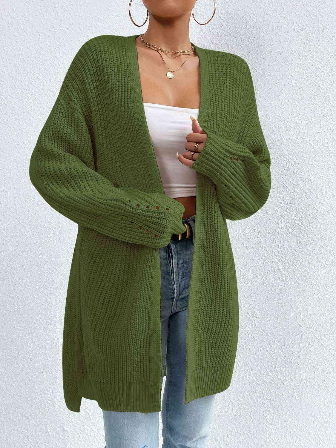 Cozy Appeal Open Front Knit Long Cardigan-MXSTUDIO.COM