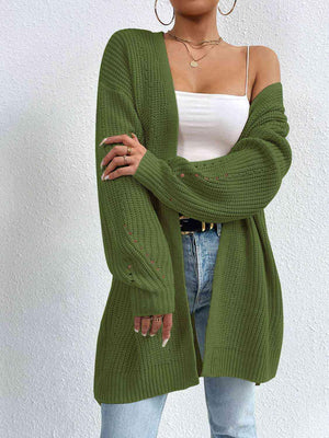 Cozy Appeal Open Front Knit Long Cardigan-MXSTUDIO.COM