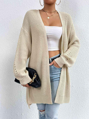 Cozy Appeal Open Front Knit Long Cardigan-MXSTUDIO.COM