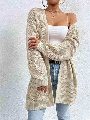 Cozy Appeal Open Front Knit Long Cardigan-MXSTUDIO.COM