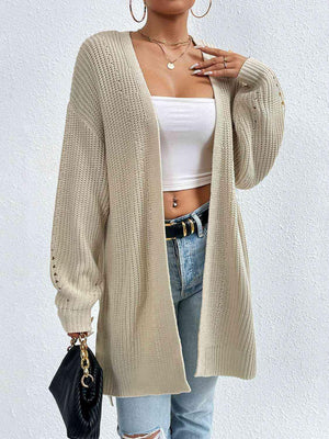 Cozy Appeal Open Front Knit Long Cardigan-MXSTUDIO.COM