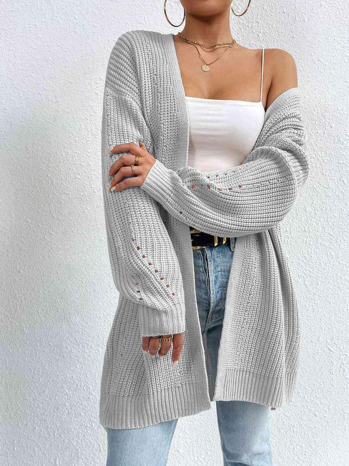 Cozy Appeal Open Front Knit Long Cardigan-MXSTUDIO.COM