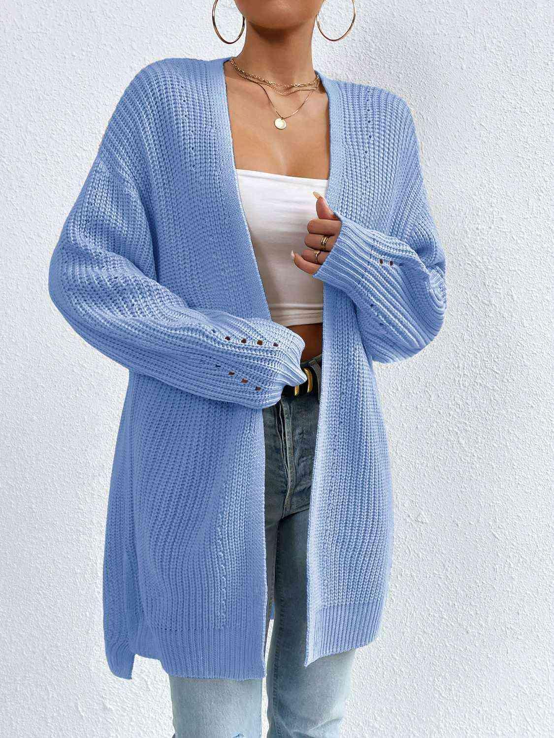 Cozy Appeal Open Front Knit Long Cardigan-MXSTUDIO.COM