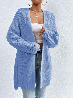Cozy Appeal Open Front Knit Long Cardigan-MXSTUDIO.COM