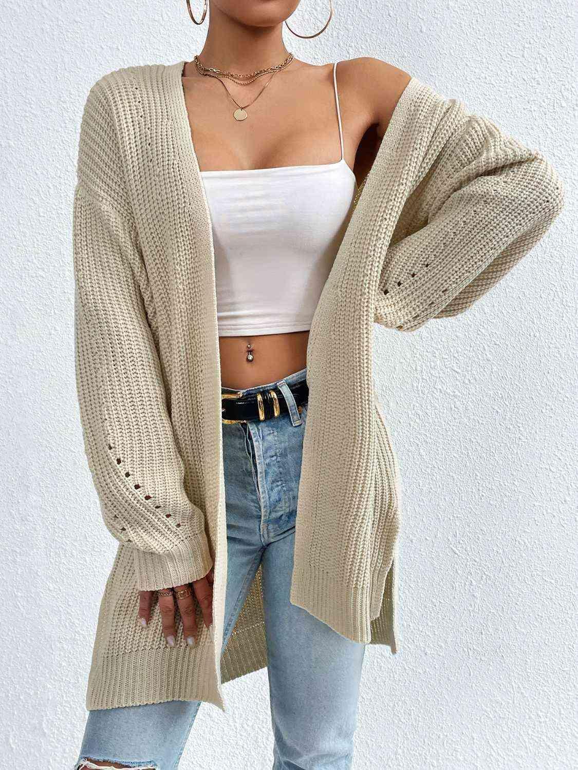 Cozy Appeal Open Front Knit Long Cardigan-MXSTUDIO.COM