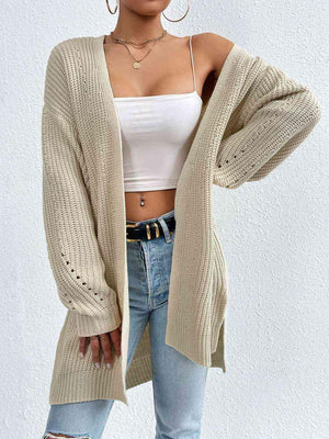 Cozy Appeal Open Front Knit Long Cardigan-MXSTUDIO.COM