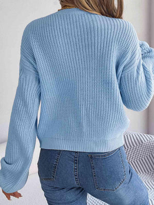 Cozy Choice Cable Knit Crew Neck Sweater-MXSTUDIO.COM