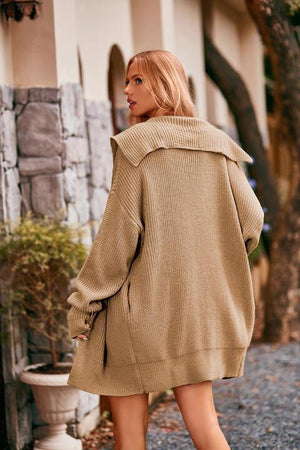 Cozy Cover Collared Buttoned Long Cardigan - MXSTUDIO.COM