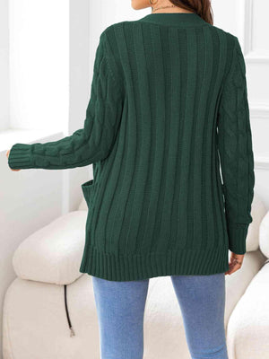 Cozy Embrace Button Up Cable Knit Cardigan-MXSTUDIO.COM