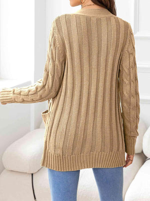 Cozy Embrace Button Up Cable Knit Cardigan-MXSTUDIO.COM
