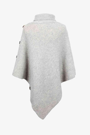 Cozy Fashionista Buttoned Turtle Neck Poncho - MXSTUDIO.COM