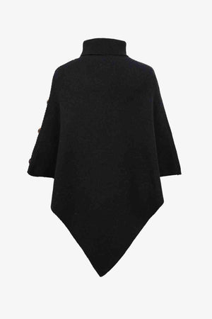 Cozy Fashionista Buttoned Turtle Neck Poncho - MXSTUDIO.COM