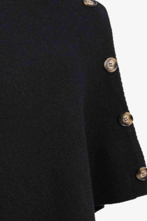 Cozy Fashionista Buttoned Turtle Neck Poncho - MXSTUDIO.COM