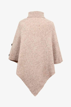 Cozy Fashionista Buttoned Turtle Neck Poncho - MXSTUDIO.COM