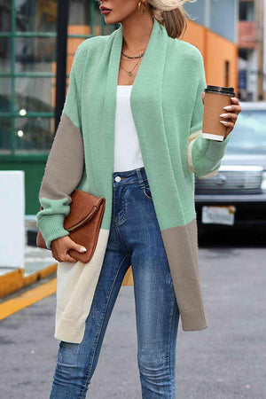 Cozy Urban Wear Knit Color Block Cardigan-MXSTUDIO.COM