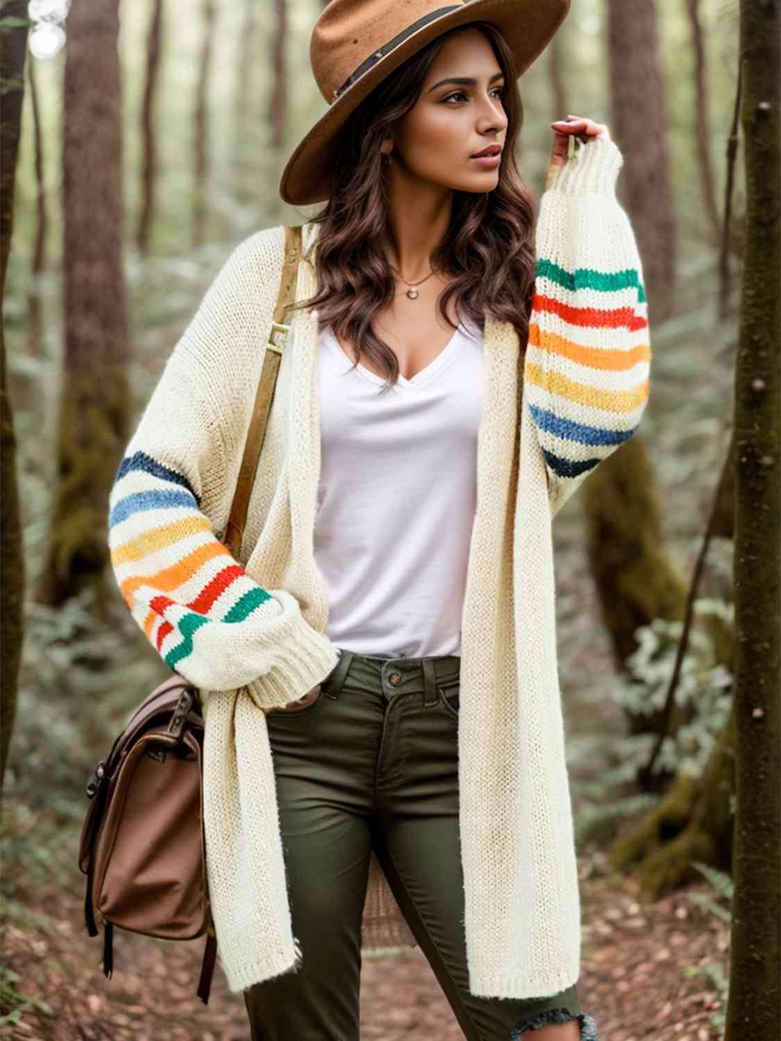 Cozy Wanderer Open Front Long Sleeve Cardigan - MXSTUDIO.COM