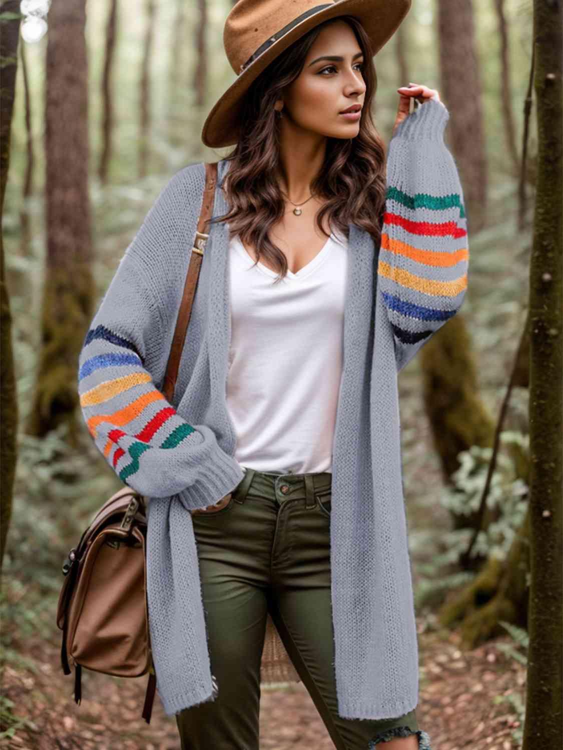 Cozy Wanderer Open Front Long Sleeve Cardigan - MXSTUDIO.COM