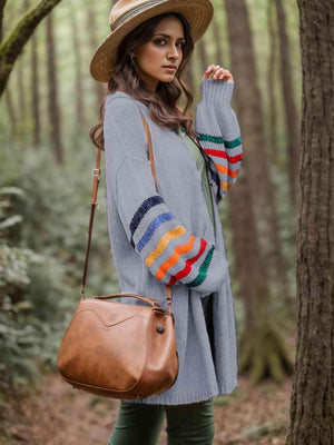 Cozy Wanderer Open Front Long Sleeve Cardigan - MXSTUDIO.COM