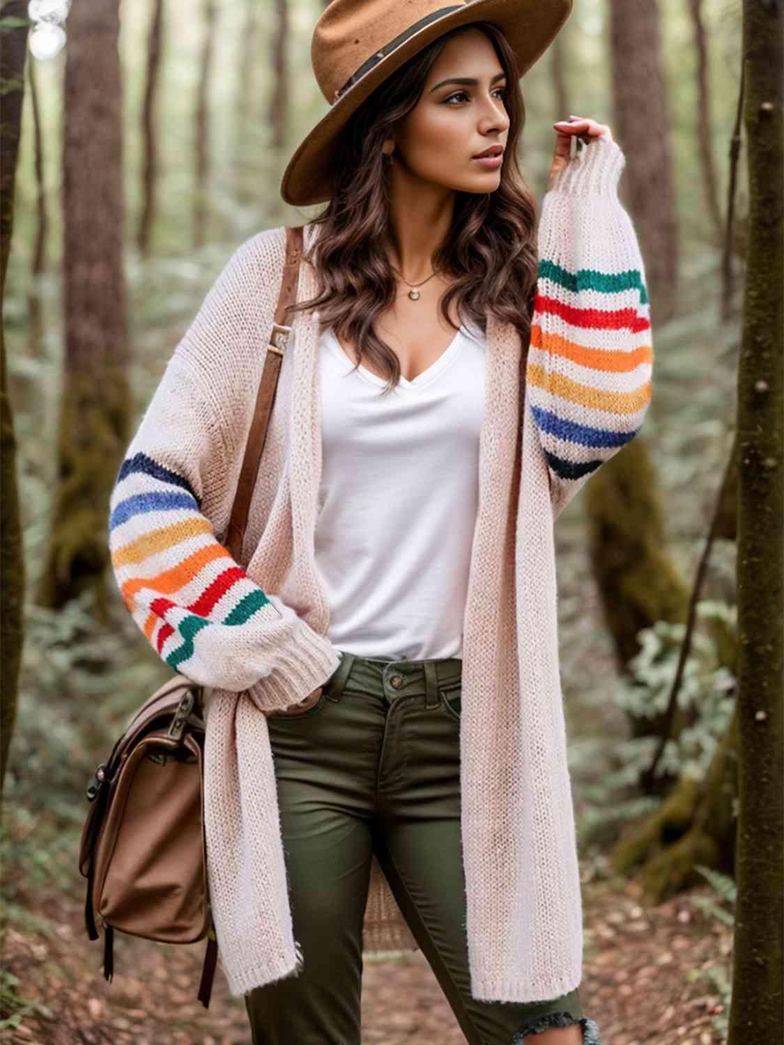 Cozy Wanderer Open Front Long Sleeve Cardigan - MXSTUDIO.COM