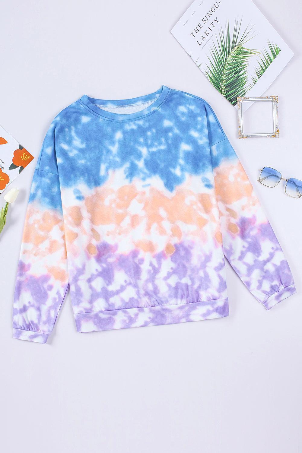 Create Happiness Tie-Dye Ribbed Sweatshirt - MXSTUDIO.COM