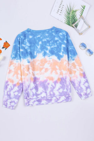 Create Happiness Tie-Dye Ribbed Sweatshirt - MXSTUDIO.COM