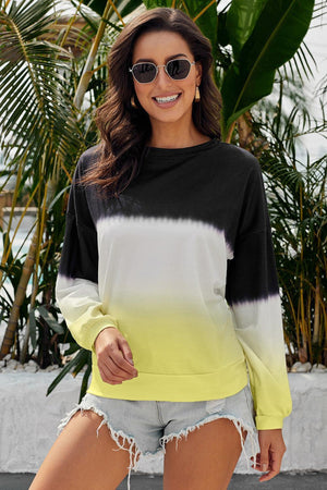 Create Happiness Tie-Dye Ribbed Sweatshirt - MXSTUDIO.COM