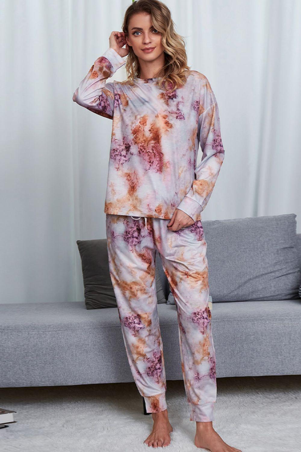 Crewneck Top And Joggers Tie Dye Lounge Set - MXSTUDIO.COM