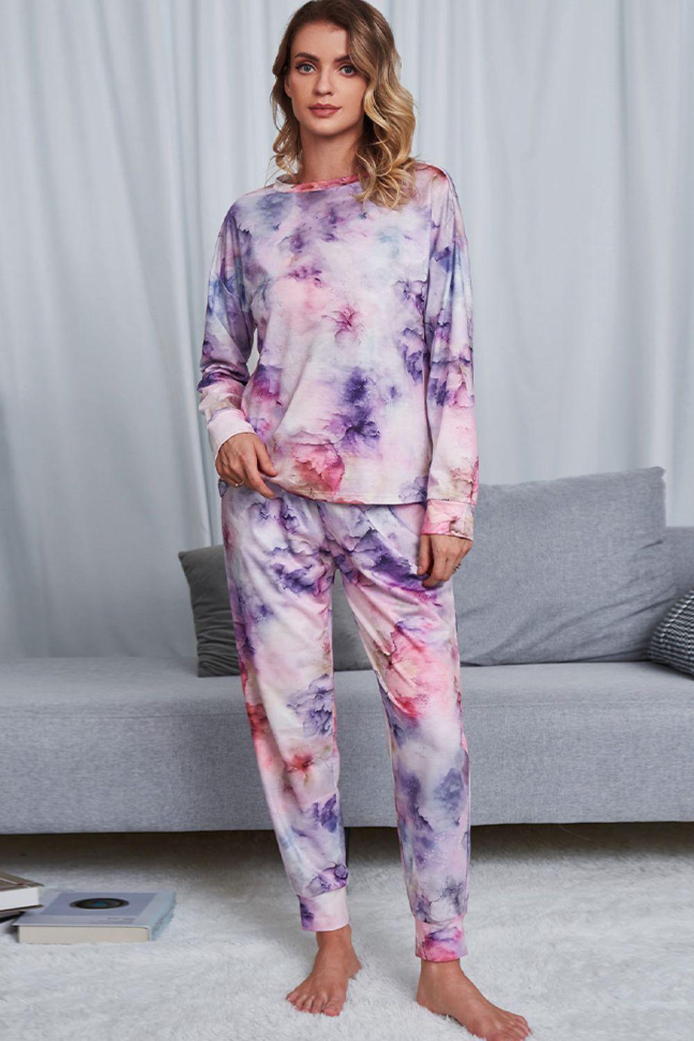 Crewneck Top And Joggers Tie Dye Lounge Set - MXSTUDIO.COM