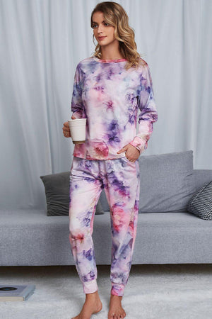 Crewneck Top And Joggers Tie Dye Lounge Set - MXSTUDIO.COM