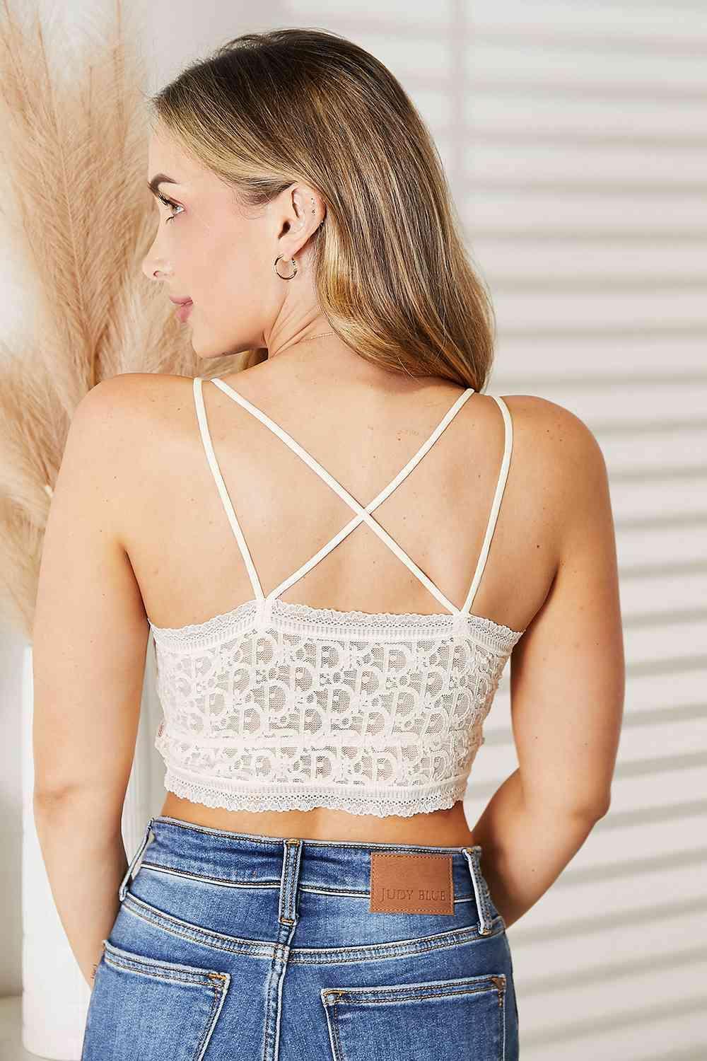 Crisscross Double Strap Cream Sexy Lace Bralette - MXSTUDIO.COM